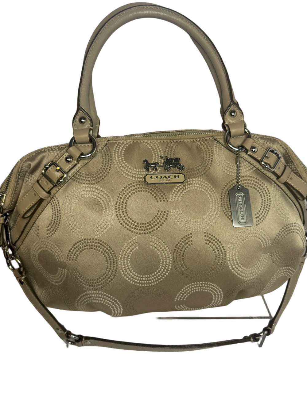 #298 Coach Madison Dotted Op Art Sophia Satchel Two-Way Bag - Picture 1 of 13